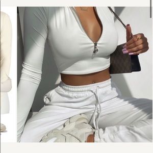 White Long Sleeve Crop Top